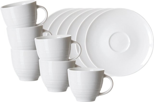 Ritzenhoff & Breker Espressotassen mit Untertassen Suomi, 6er Set, Weiß, 90 ml - Bild 1