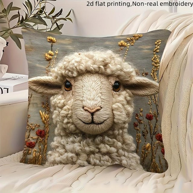 JMG Clothing Kissenbezug mit Schafdruck in Beige, B/H: 45 x 45 cm - Bild 1