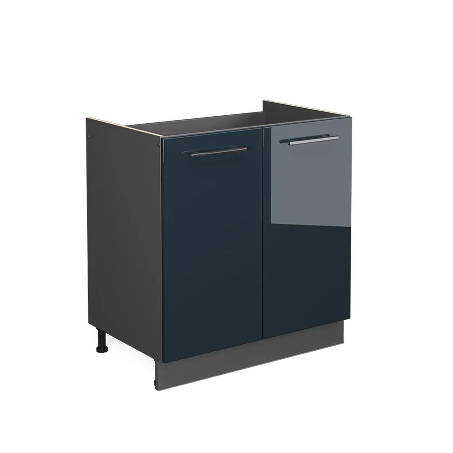 Vicco Spülenunterschrank Fame-Line Dunkelblau Hochglanz Breite: 80 cm ohne Arbeitsplatte - Bild 2