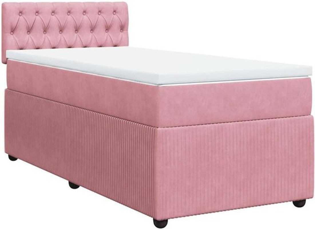vidaxl Boxspringbett mit Matratze aus Samt in Rosa und Weiß, B/T/H: 200 x 100 x 100,5 cm - Bild 1