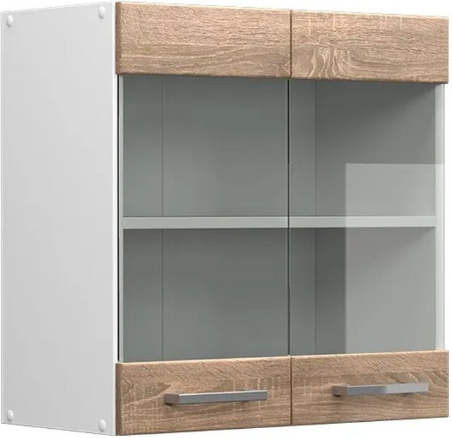 Vicco R-Line Hängeglasschrank Küchenschrank mit Glastüren in Weiß Sonoma Eiche, Breite: 60 cm - Bild 2