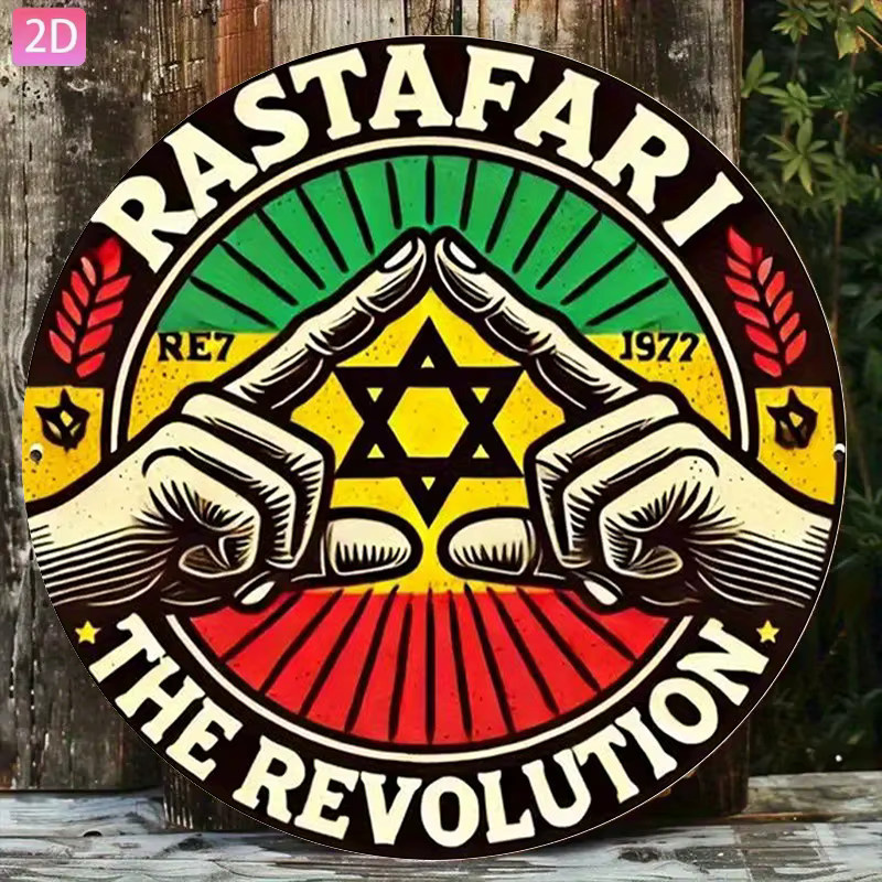 Potdemiel Rastafari Movement Retro-Wanddekoration aus Aluminium, rund, mehrfarbig, Durchmesser: 20 cm - Bild 2