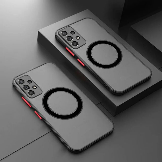 Stoßfeste matte Magnet-Schutzhülle für Samsung Galaxy A-Serie mit kabelloser Ladefunktion in Schwarz - Bild 1