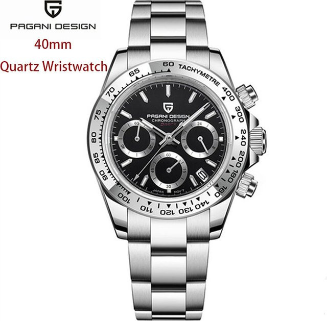 PAGANI DESIGN Chronograph, Quarz, Edelstahl, Schwarz, 40 mm, Herren - Bild 1