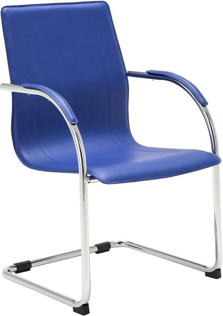 TPFLiving Besucherstuhl Meli in Blau mit Kunstleder und Metallgestell in Chromoptik - Bild 1