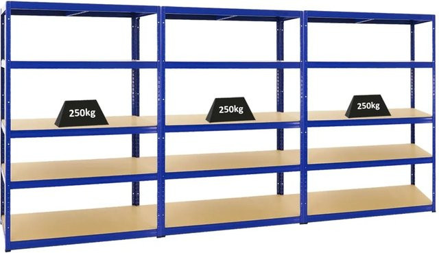 PROREGAL Big Elephant M Schwerlastregal Set aus 3 Stück, Blau, H x B x T: 180 x 120 x 60 cm - Bild 1