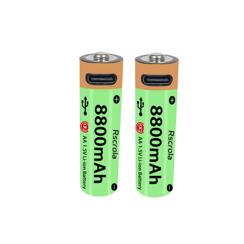 Rscrola AA-Akku mit 8800 mAh in Grün, Lithium-Batterie mit USB-C Schnellladung für Kamera, Uhr und Lampe - Bild 7