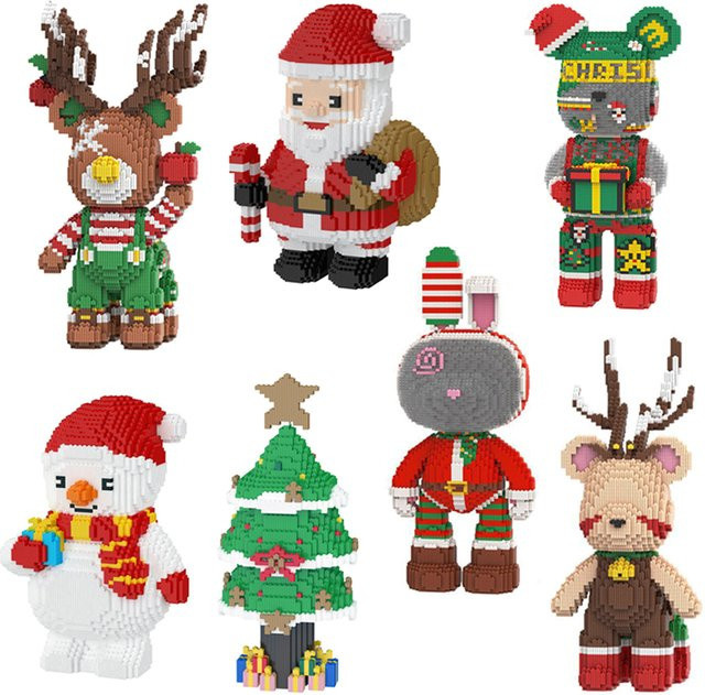 Hot Toys Weihnachtsbaum Hirsch Bär Schneemann Weihnachtsmann, Mikro-Bausteine Modellfigur, 42cm - Bild 1
