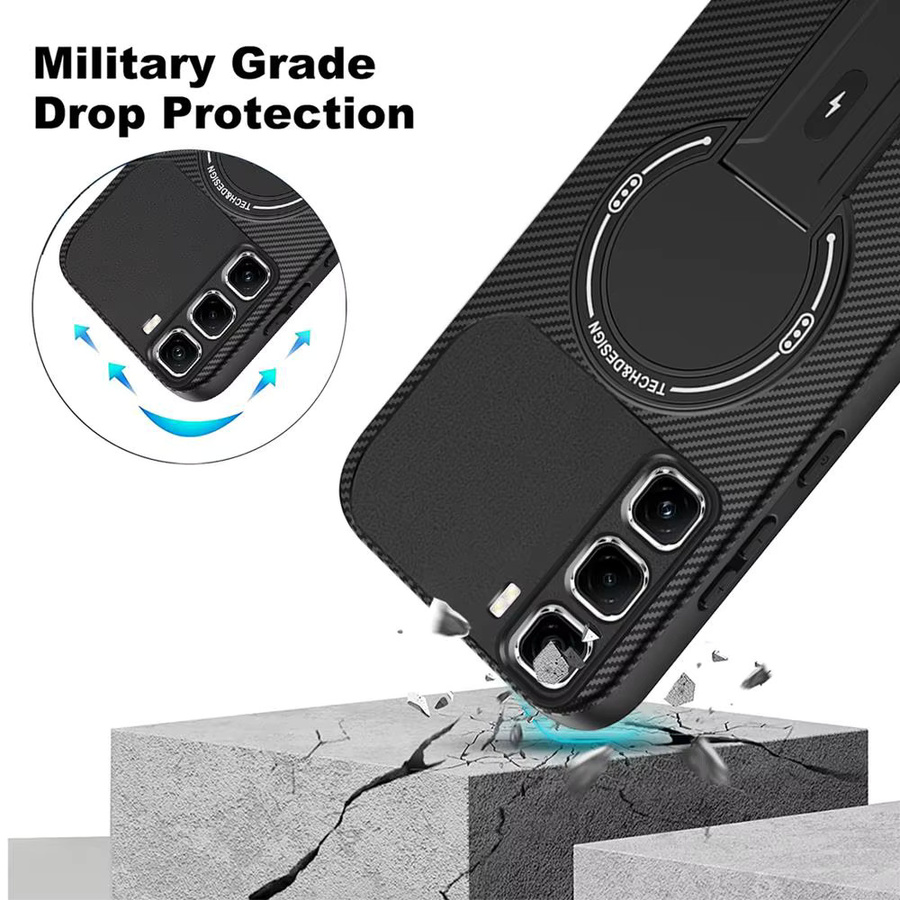 Magnetische Schutzhülle mit Carbon-Faser-Muster für Infinix Hot 60 Pro Plus, Hot 60, 60i, 40i, Note 50, 40 Pro in Schwarz mit Wireless Charging Funktion - Bild 5