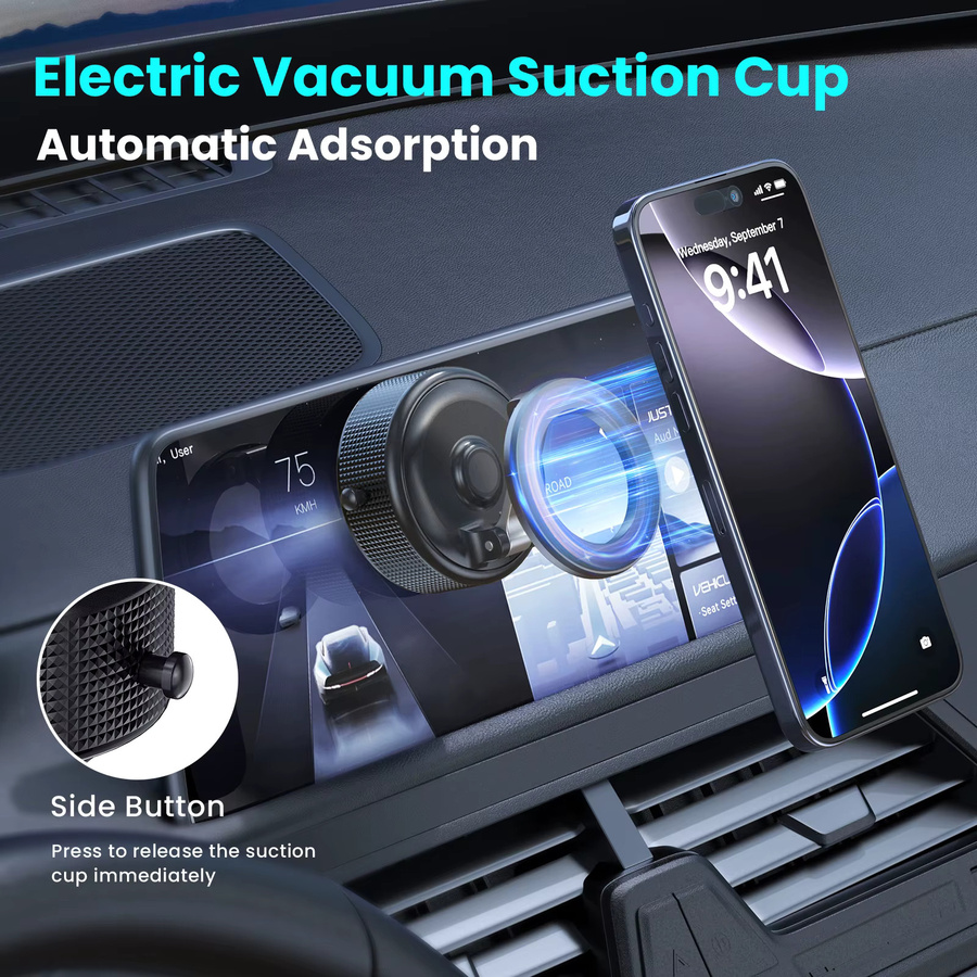 SAKOYDA Magnetischer Autotelefonhalter in Schwarz mit faltbarem Design und 360 Grad Verstellbarkeit für Auto, Schreibtisch oder Badezimmer - Bild 2