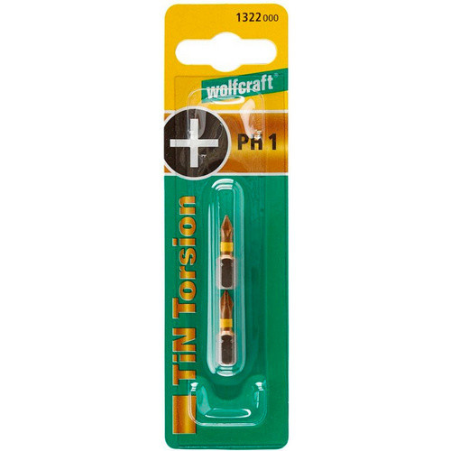 Wolfcraft Torsion-TiN-Bit PH1, 2 Stück, grau - Bild 2