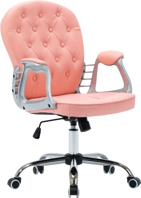 vidaXL Bürodrehstuhl in Rosa aus Kunstleder mit Armlehnen und Rollen im modernen Design B/T/H: 61 x 58 x 110 cm - Bild 1
