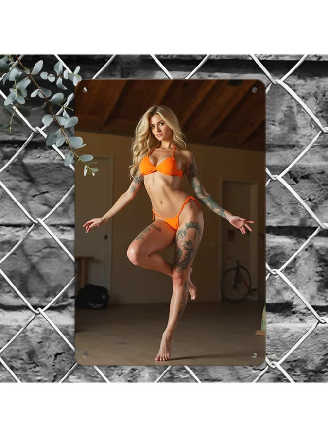 HELLOYOUNG Vintage-Bikini-Wanddekoration aus Metall, mehrfarbig, rechteckig - Bild 5