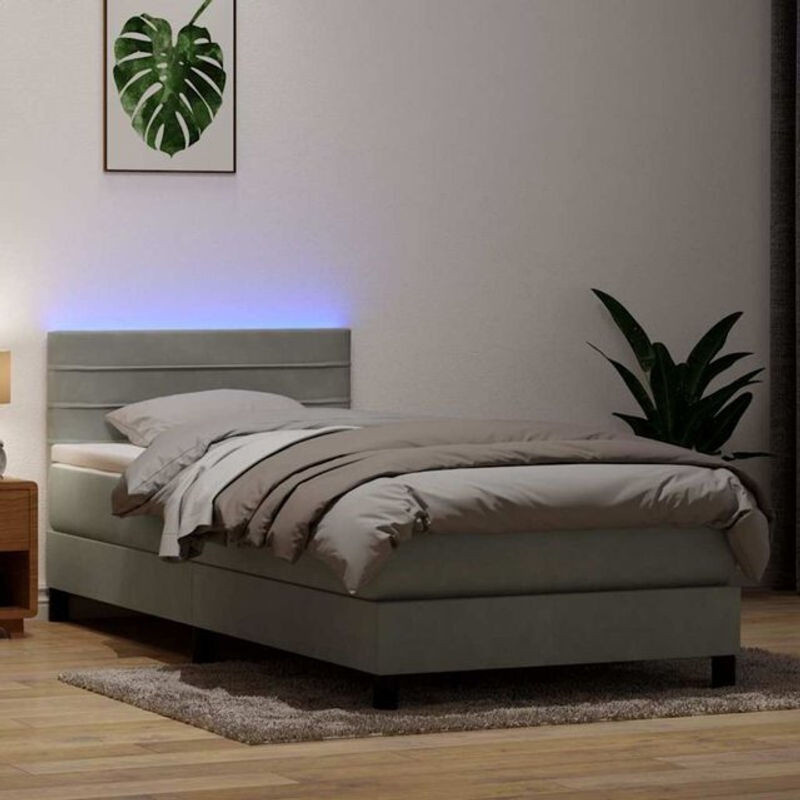 Vidaxl Boxspringbett mit Matratze in Grau aus Samt, B/L: 80 x 220 cm - Bild 1
