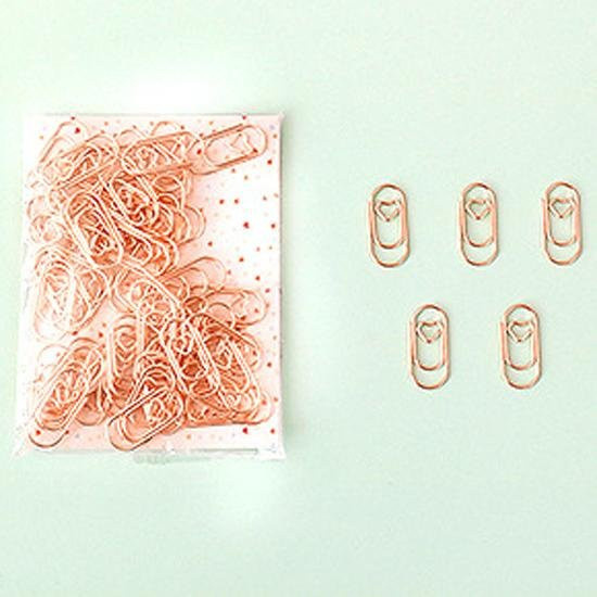 Houspace Metall Mini Herz Büroklammern in Rose Gold, 50 Stück - Bild 1