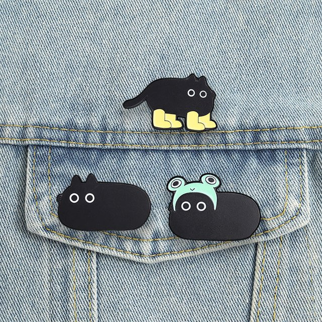 Miss Zoe Brosche, Schwarze Katze, Emaille, Unisex - Bild 1