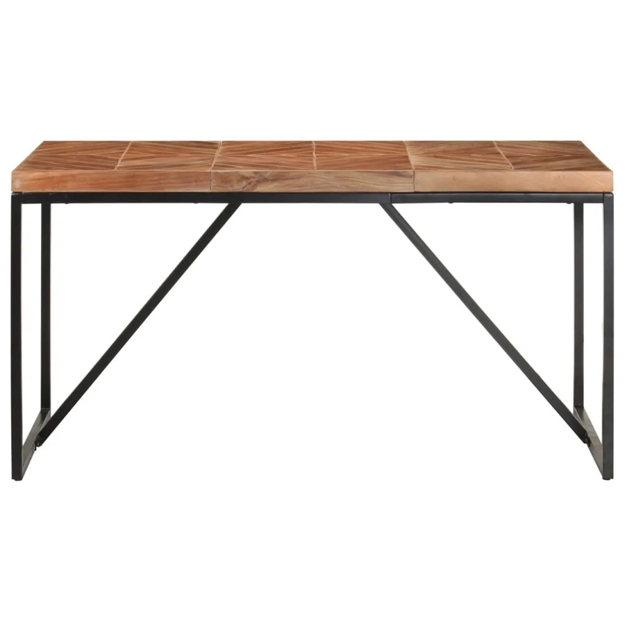vidaXL Esstisch aus Massivholz Akazie und Mango in Braun mit schwarzer Pulverbeschichtung, B/T/H: 140 x 70 x 76 cm - Bild 2