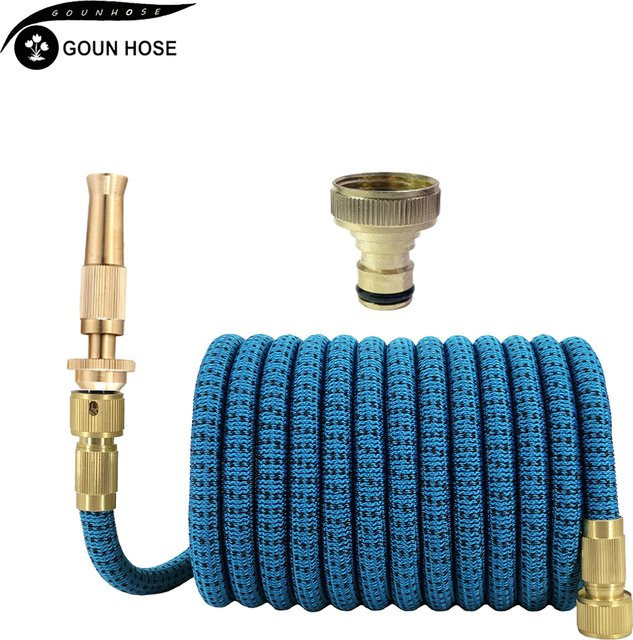 GOUN HOSE Teleskop-Gartenschlauch-Set mit Hochdruck-Düsen und Adapter in Blau für die Außenreinigung und Gartenbewässerung - Bild 1