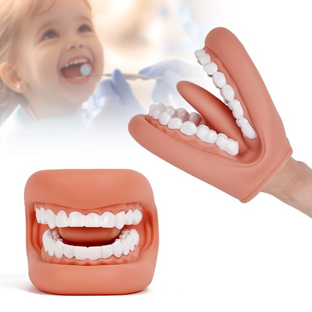 JIECARE Dental Modell Mund Handpuppe mit Zunge, pädagogisch, Rosa / Pink - Bild 1