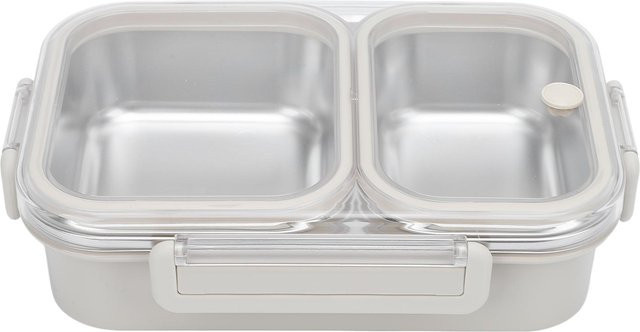 CosyHome Edelstahl Lunchbox mit 2 Fächern, auslaufsicher und geruchsdicht, Grau, 1,2 l - Bild 1