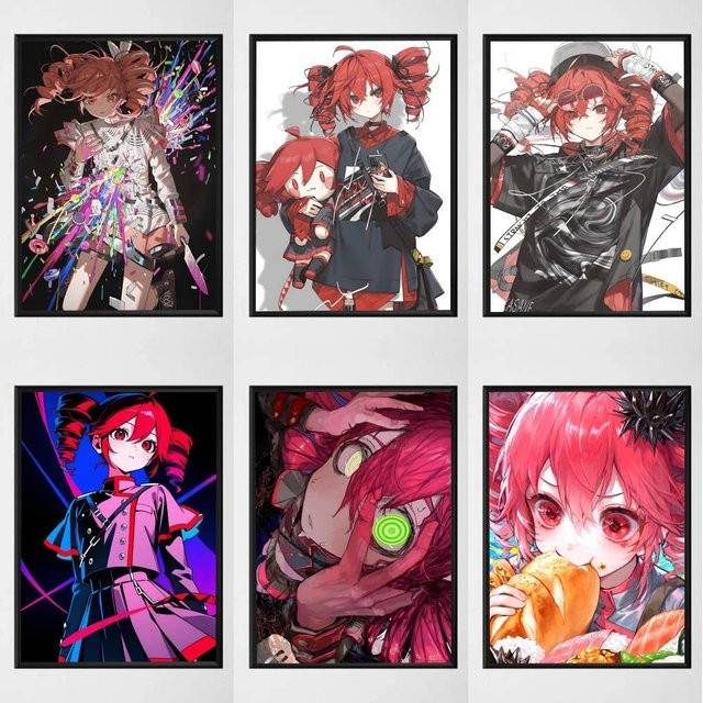 Selbstklebender Anime-Poster Kasane Teto Cartoon Motiv in Mehrfarben als Wandkunst für dein Zuhause - Bild 1