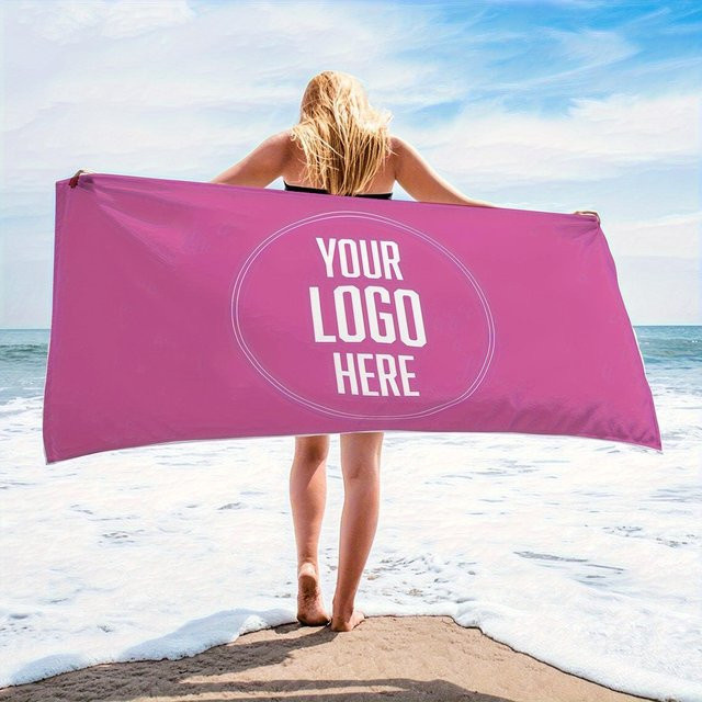 Personalisierbares Mikrofaser-Strandtuch von JMG Household Supplies in Pink, B/H: 80 x 160 cm - Bild 1