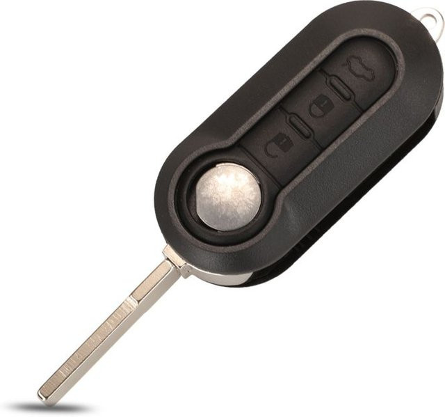 STEL ORA Autoschlüsselgehäuse mit 2/3 Tasten für Fiat 500 Panda Punto Bravo Ducato Peugeot Boxer Citroën Jumper, ungeschliffenes Schlüsselblatt, Schwarz - Bild 1