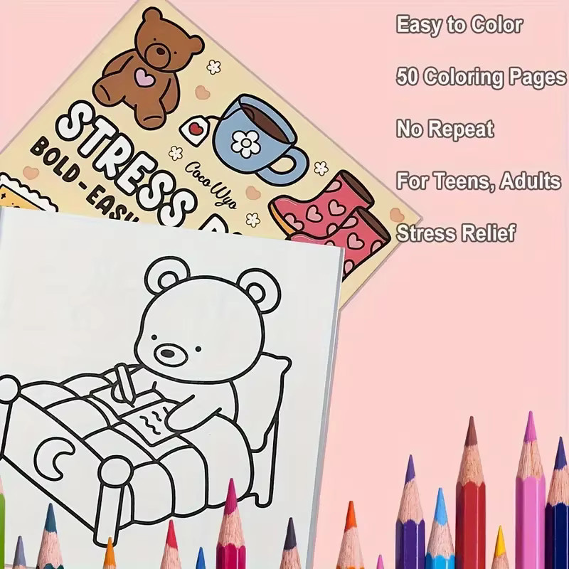 Coco Wyo Stressabbau-Malbuch für Erwachsene mit 22 dicken Papierseiten in Gelb und Multicolour - Bild 3