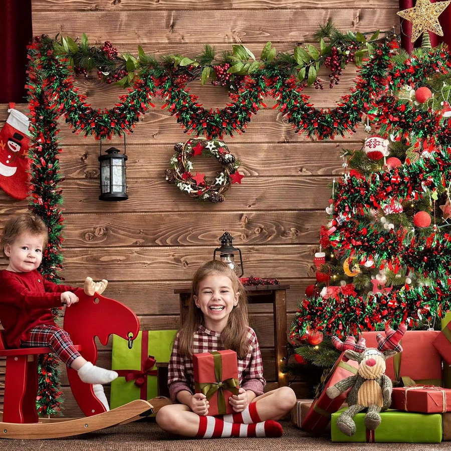 Uflower Weihnachtsband Girlande in Rot und Grün für deine Weihnachtsbaum- und Partydekoration - Bild 2