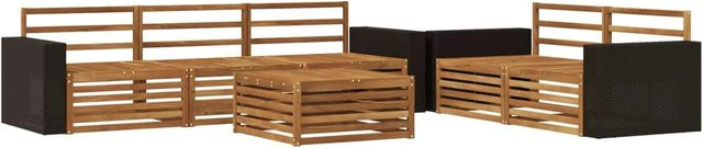 vidaXL Outdoor-Sofagarnitur aus Massivholz Akazie in Braun, 6-teiliges Set mit modernem Latten-Design - Bild 1