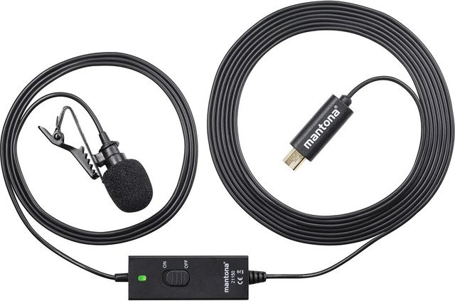 Mantona Lavalier Kondensator Mikrofon in Schwarz mit 2,8m Micro-USB-Kabel für GoPro Hero 3 und Hero 4 - Bild 1