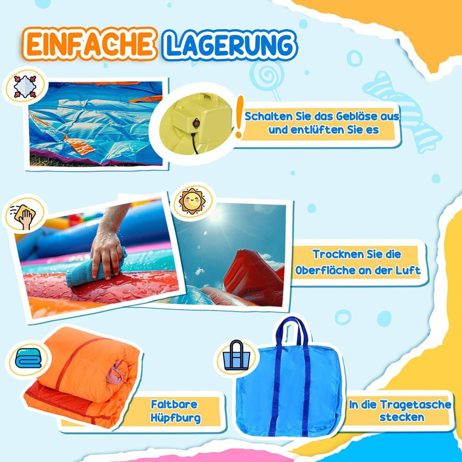 Outsunny Hüpfburg mit Pool und Rutsche bunt mit Raketen ab 3-8 Jahren - Bild 3