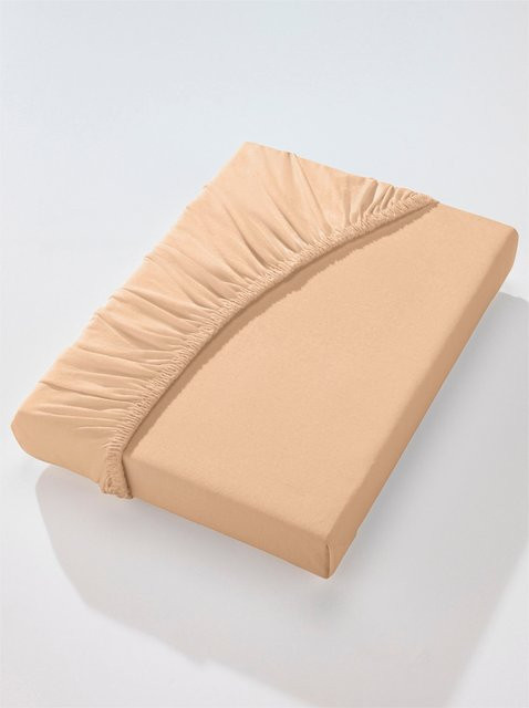 Wäschepur Betttuch Jersey aus 100% Baumwolle bügelfrei in Sand und Beige - Bild 1