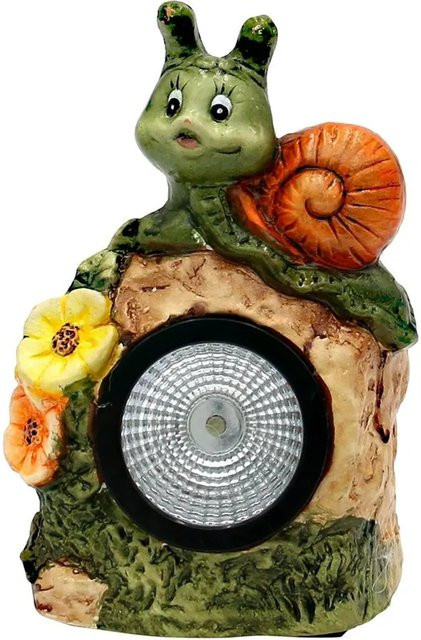Dekohelden24 Solar Keramik Schnecke mit Beleuchtung in Multicolor, H x B x T: 16 x 11 x 8 cm - Bild 1