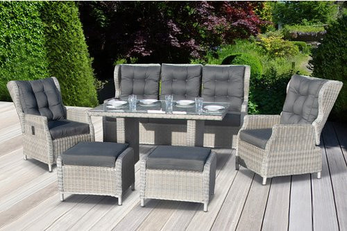 bellavista Luxus Dining-Lounge Canelli 18-teiliges Set in Grau mit Polyrattan, Aluminium und Auflagen - Bild 3