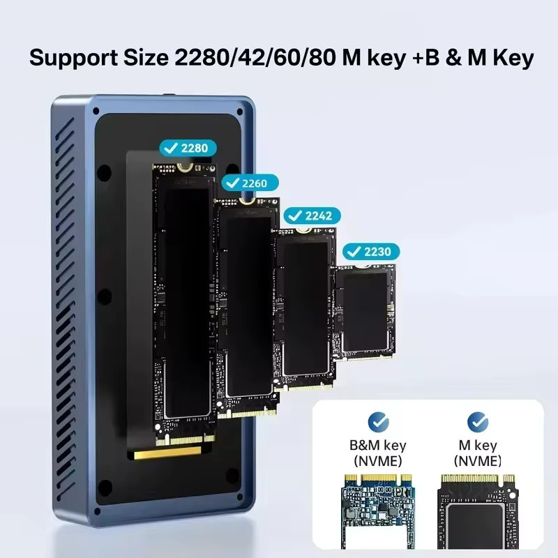 ACASIS M.2 NVMe SSD-Gehäuse aus Aluminium mit 40Gbps für Thunderbolt 4/3 und USB4, werkzeuglose Montage für 2280-2230 SSDs, kompatibel mit M1/M2 Pro/Max - Bild 5