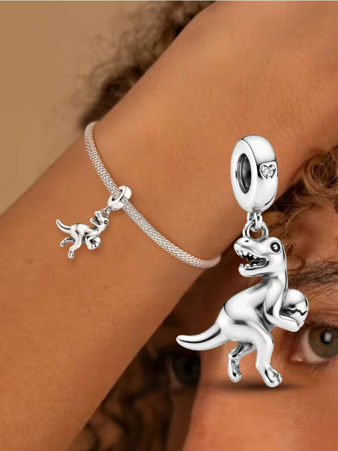 Charm 925 Silber, Igel Dinosaurier, Unisex - Bild 3