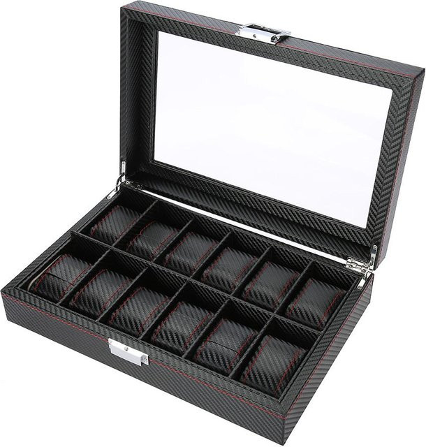 Uhren-Display-Aufbewahrungsbox mit 12 Fächern aus PU-Leder als Uhren-Organizer-Etui - Bild 1