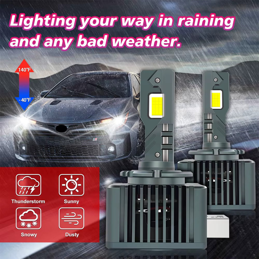 Roadsun Turbo D1S D2S D3S D4S LED-Scheinwerferlampen Set, 2 Stück, Weiß, 6000 K, 30000 LM, 120 W - Bild 5