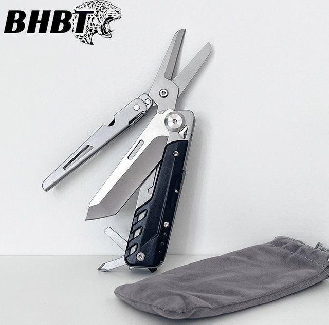 Bhbt 6 in 1 Multifunktions-Multitool in Silber mit Schere, abnehmbarem Messer und Schraubendreher für Outdoor und EDC - Bild 1