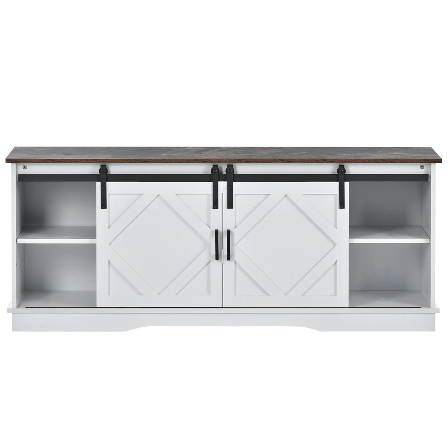 okwish TV Schrank mit Schiebetüren in Weiß für dein Wohnzimmer oder Esszimmer, B/T/H: 150 x 40 x 60 cm - Bild 2