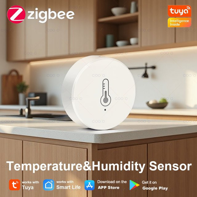 Coolo ZigBee Smart Home Thermometer und Hygrometer mit App-Steuerung in Weiß - Bild 1