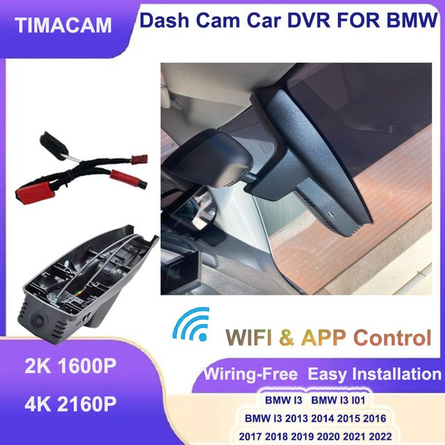 TIMACAM 4K UHD DashCam für BMW I3, DashCam vorne und hinten, Schwarz - Bild 1