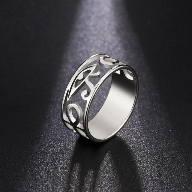 LIKGREAT Ring, Auge des Horus, Edelstahl, Schwarz, Unisex - Bild 1