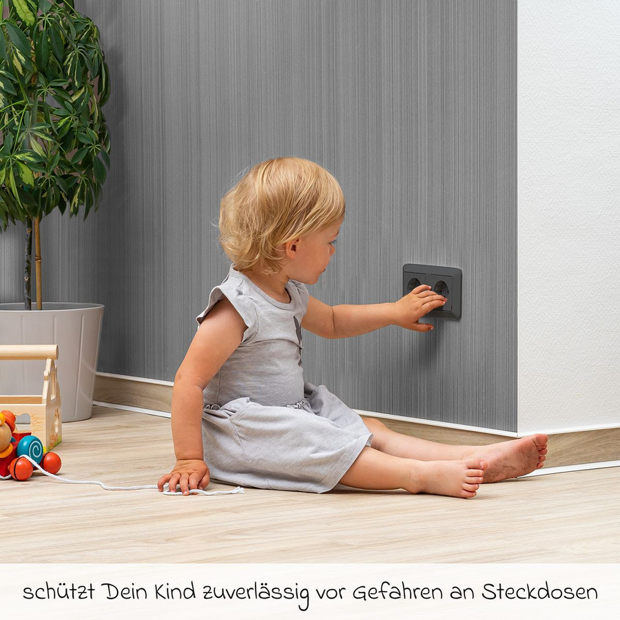 Reer Steckdosenschutz 20er-Pack in Schwarz mit einfacher Montage durch Klebeband - Bild 4
