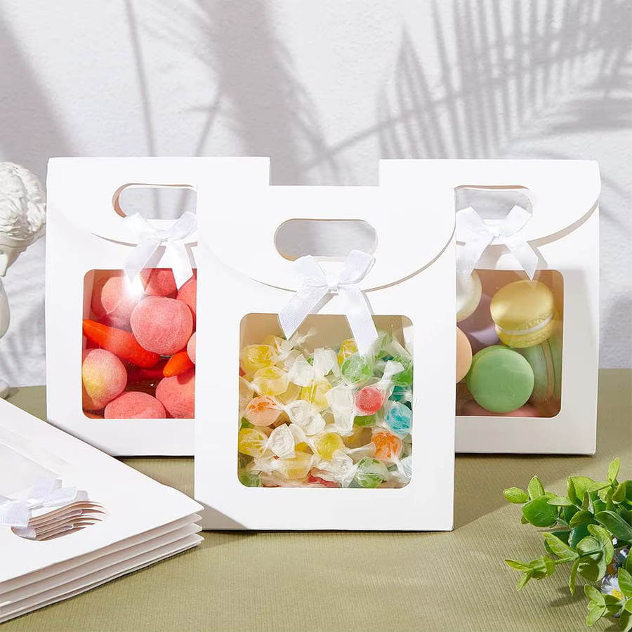 Wiederverwendbare Geschenktüten mit Flip-Top-Verschluss aus Papier in Weiß für Geburtstage, Hochzeiten und Weihnachten - Bild 2