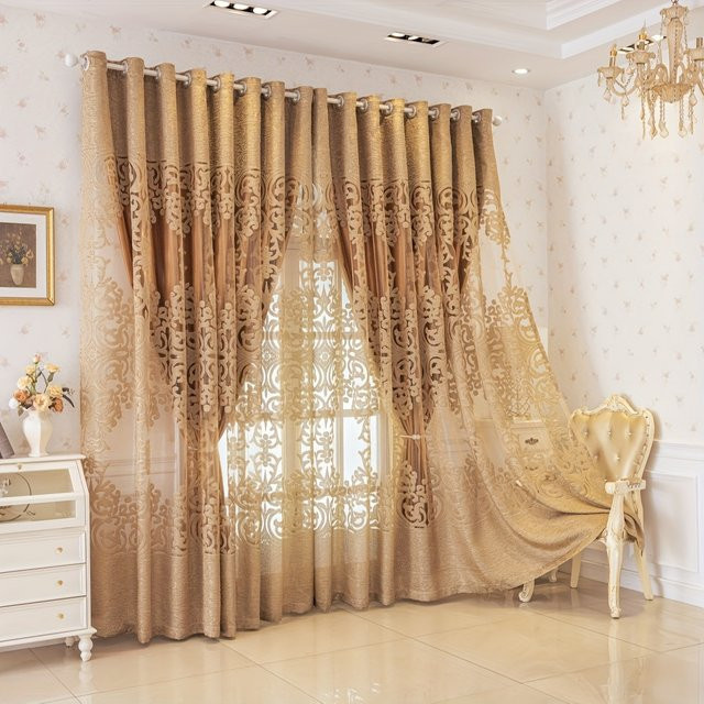 CENTURyMiG Lichtundurchlässiger Vorhang mit Blumenmuster in Braun, Doppelschichtiger Sonnenschutz für Schlafzimmer und Wohnzimmer, B: 200 cm, H: 100 cm - Bild 1