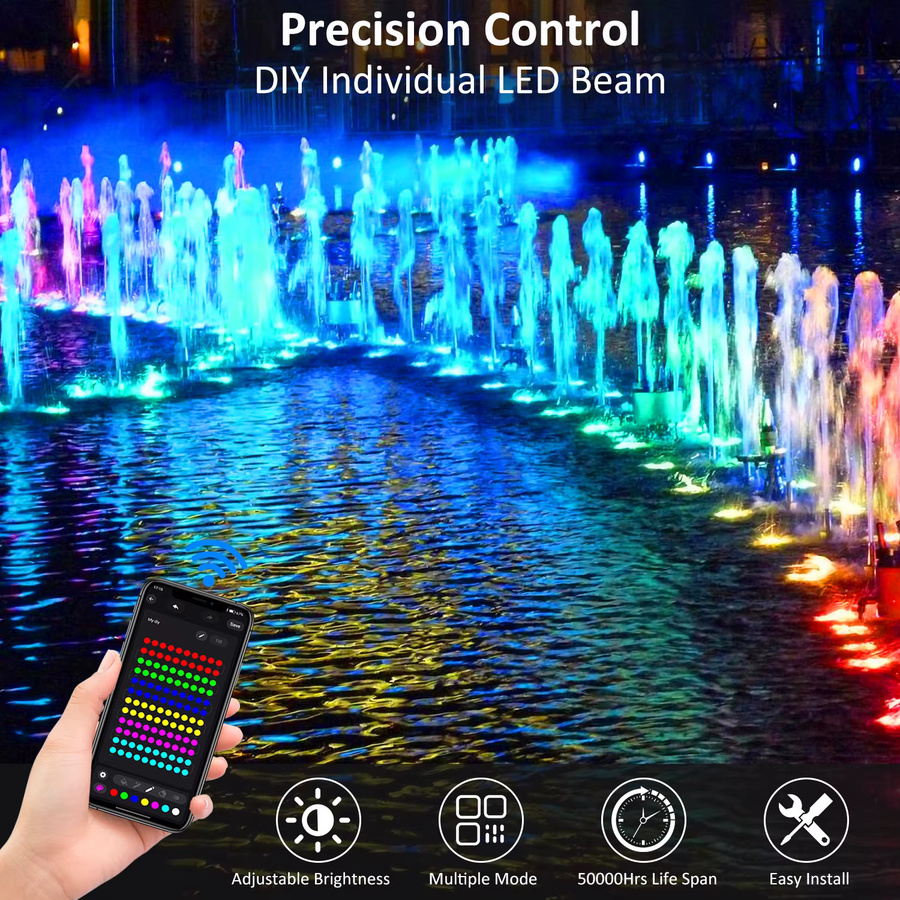 T-SUNRISE RGB LED Unterwasser Lampe IP68 Wasserdichter Pool Scheinwerfer mit App- und Fernbedienungsteuerung - Bild 6