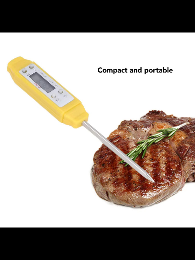 Aramox Elektronisches Taschen-Lebensmittelthermometer in Gelb mit automatischer Kalibrierung für Fleisch und Flüssigkeiten - Bild 4