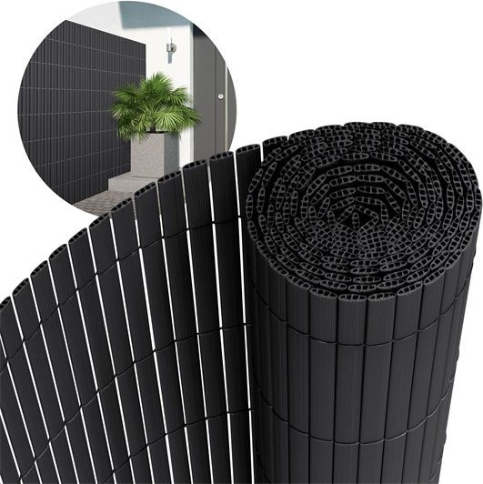 Sichtschutzmatte aus PVC von ECD Germany in Anthrazit, UV-beständig, Höhe: 140 cm, Breite: 1000 cm - Bild 1
